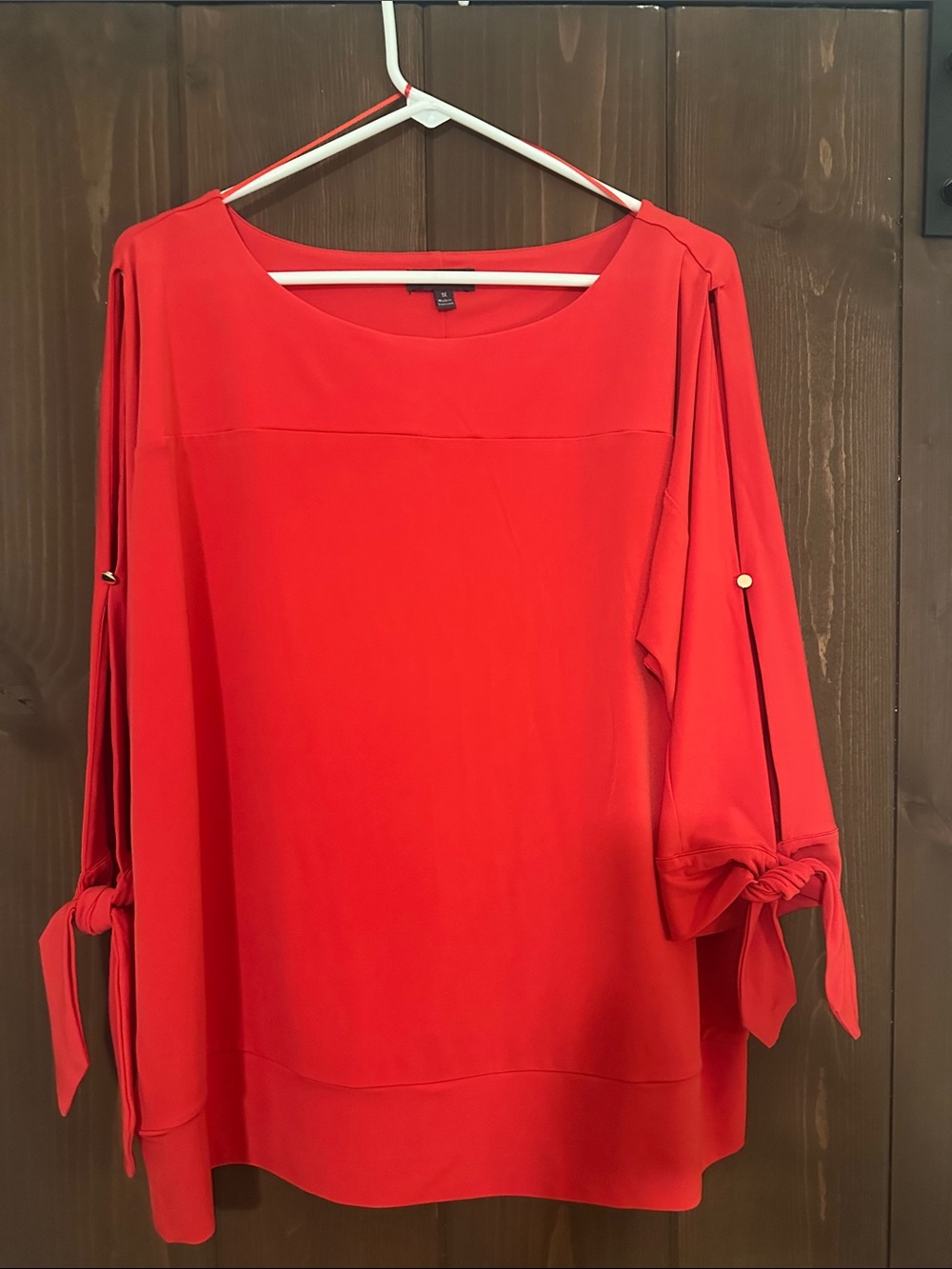 The Limited Red Tie-Sleeve Tunic Top